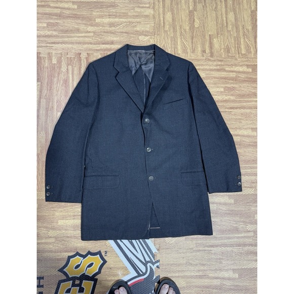 Chipp Black Pinstripe Suit‎ Coat R42 Wool - Picture 1 of 10